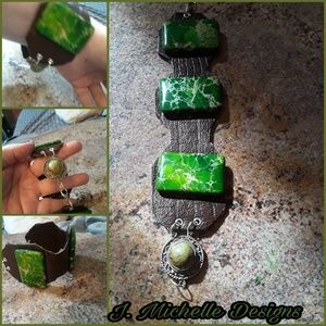 💋Brown and Green Leather Bracelet